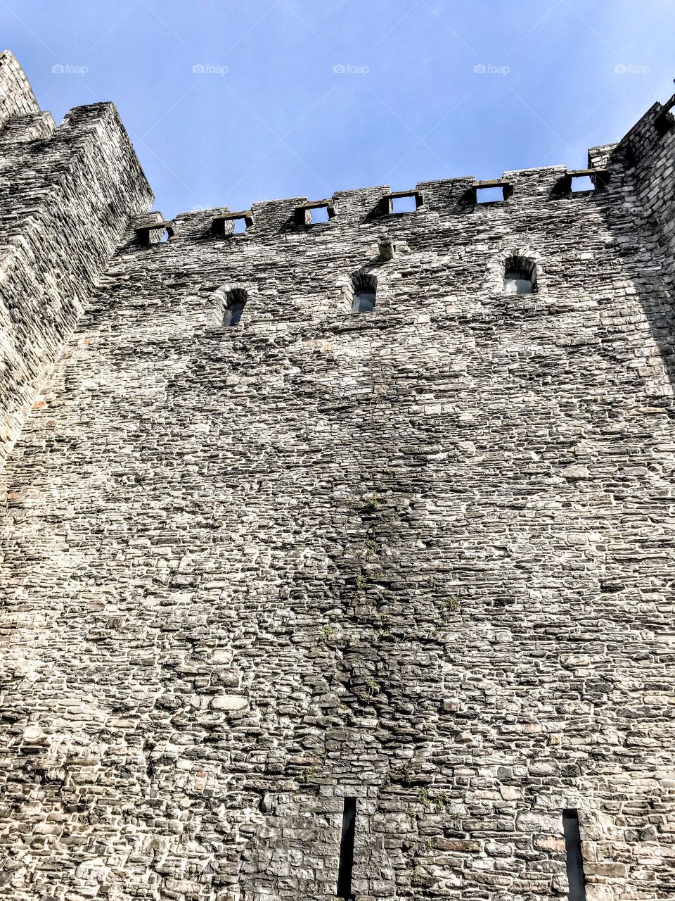 Wall of 12th century Fortress “Gravensteen” / Castle of the Counts - Ghent, Belgium 
