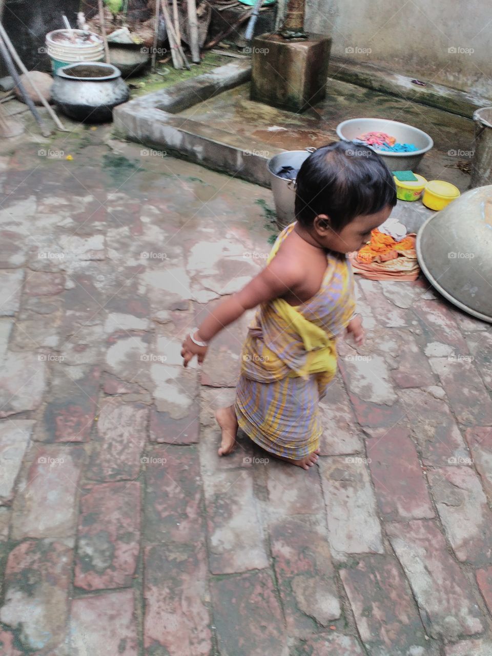 little baby girl in Saree