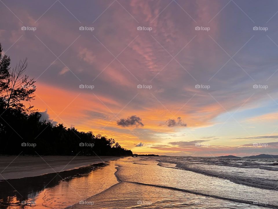 Sunset at the beach is spectacular and unforgettable. 