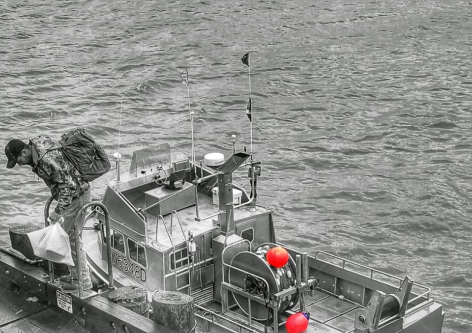 Salmon Boat and Fisherman