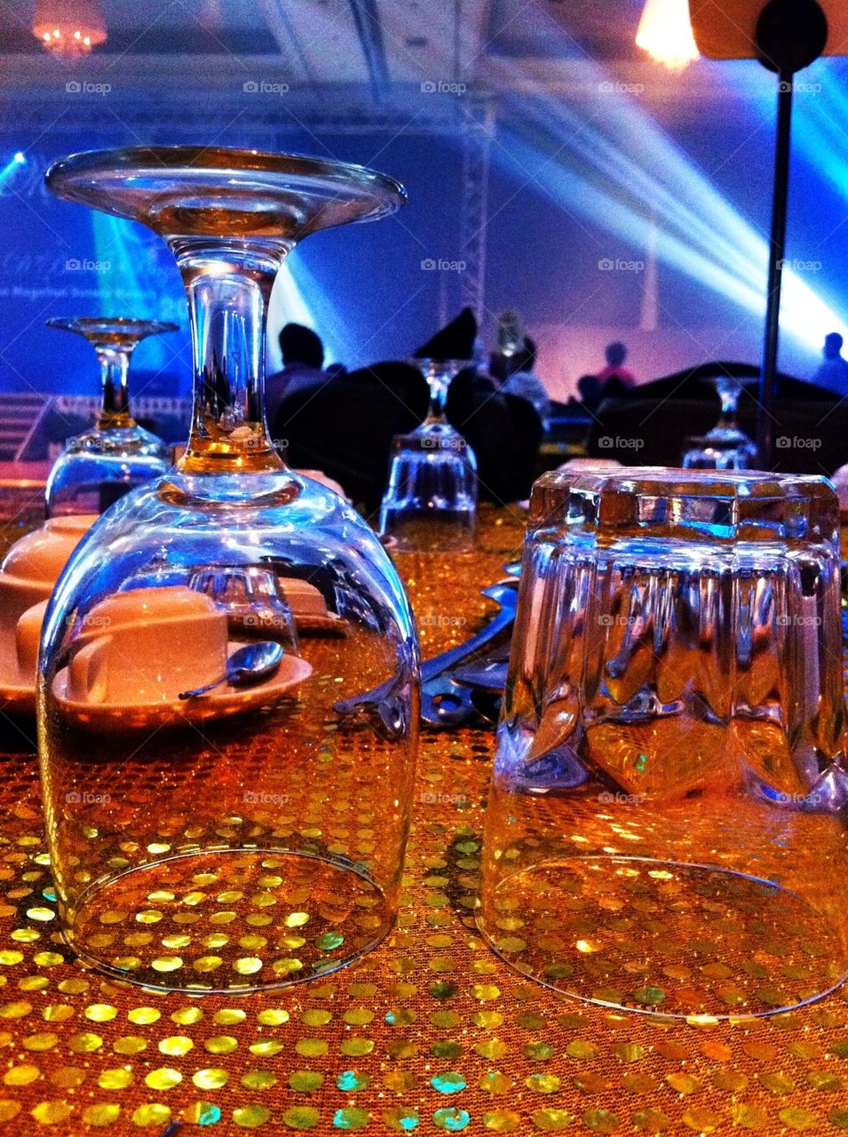 Glasses in a ballroom