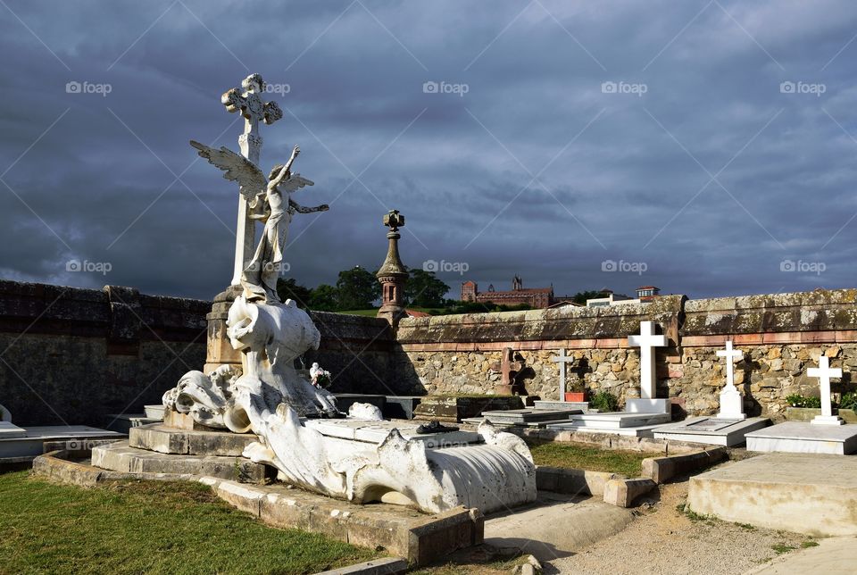 Modernist cemetery in Comillas, Cantabria, Spain.