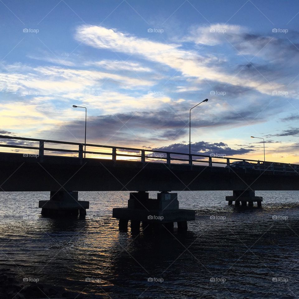 Bridge across lake in Thailand