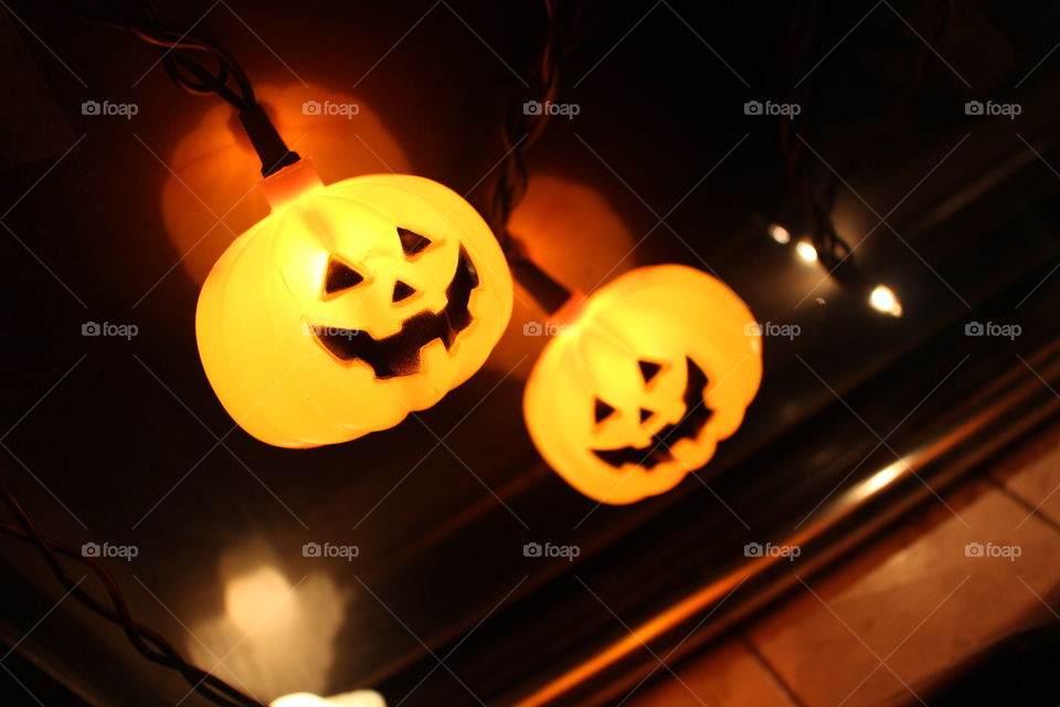 little Halloween lights up close and bright