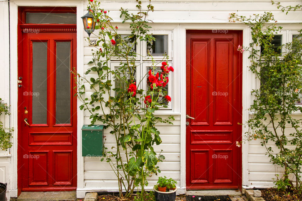 Two red doors. 