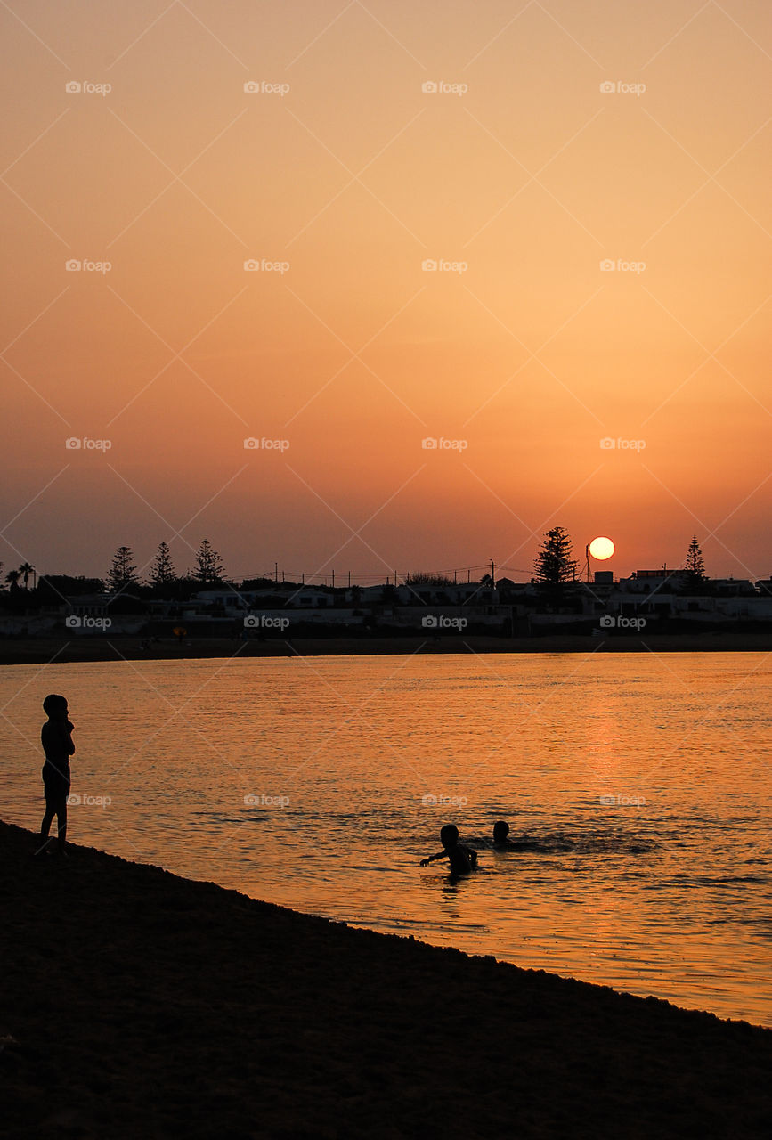 Sunset over the lagoon . Oualidia, Morocco