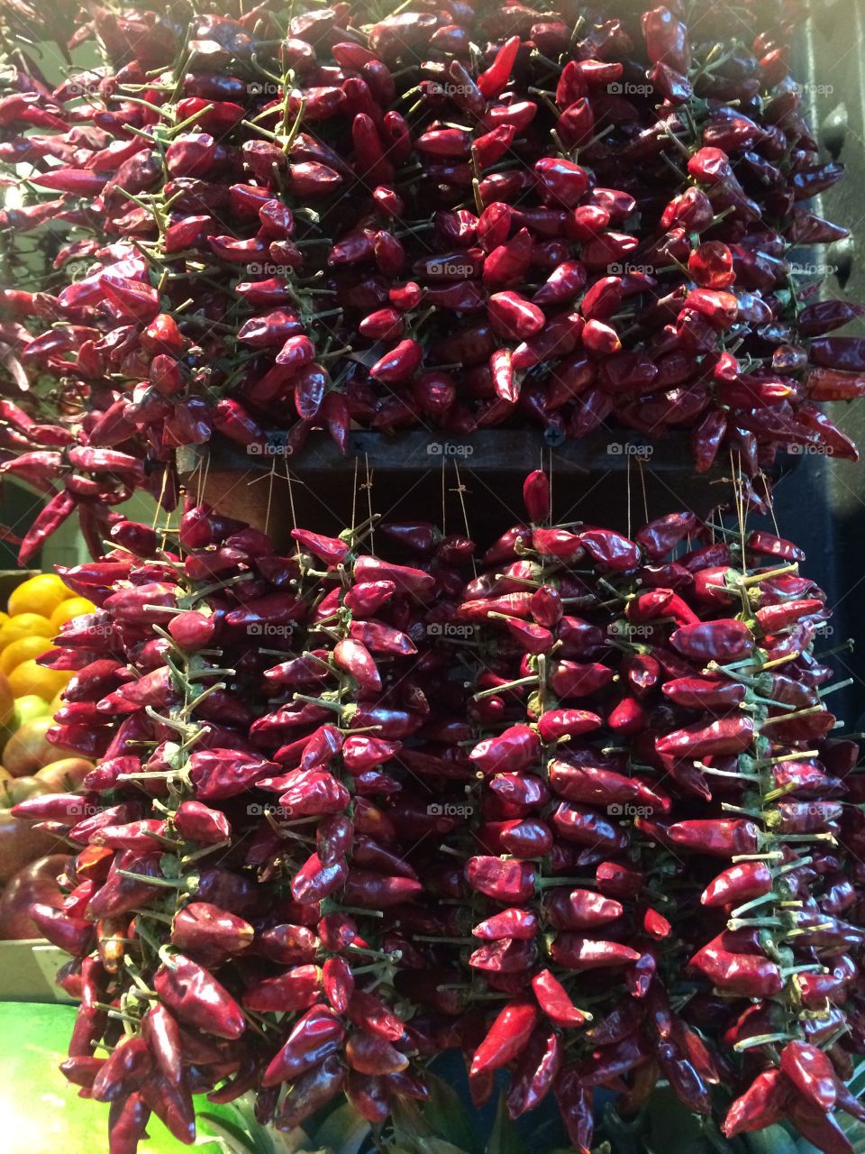 Hungarian chili peppers in a Budapest marketplace