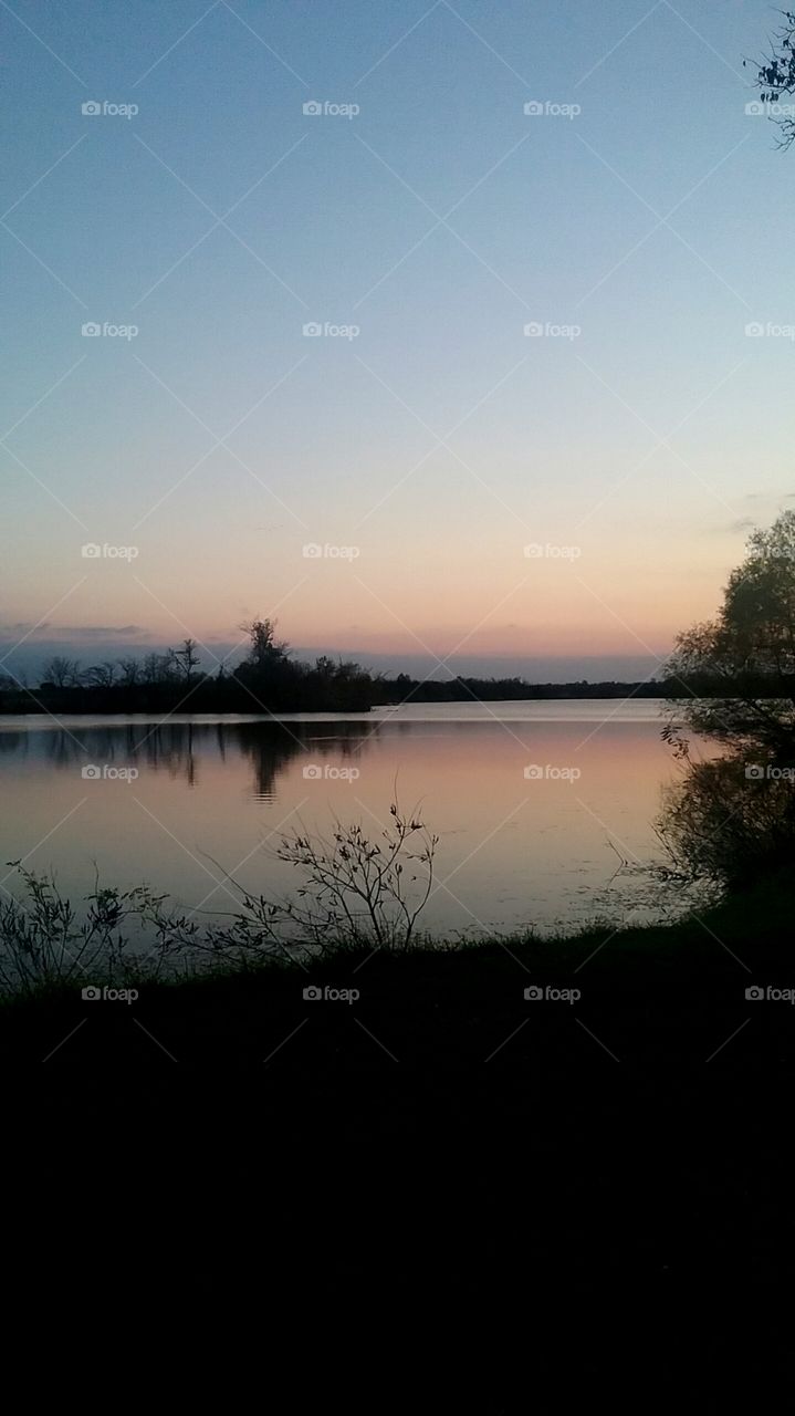 Idyllic lake during sunset