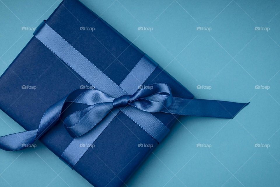 top view of blue gift box