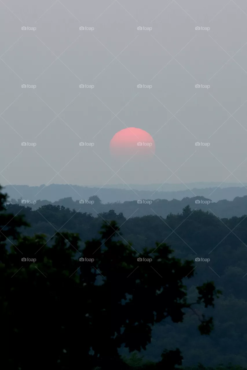 Hazy sunset