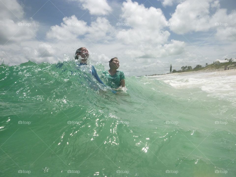 Girls in waves