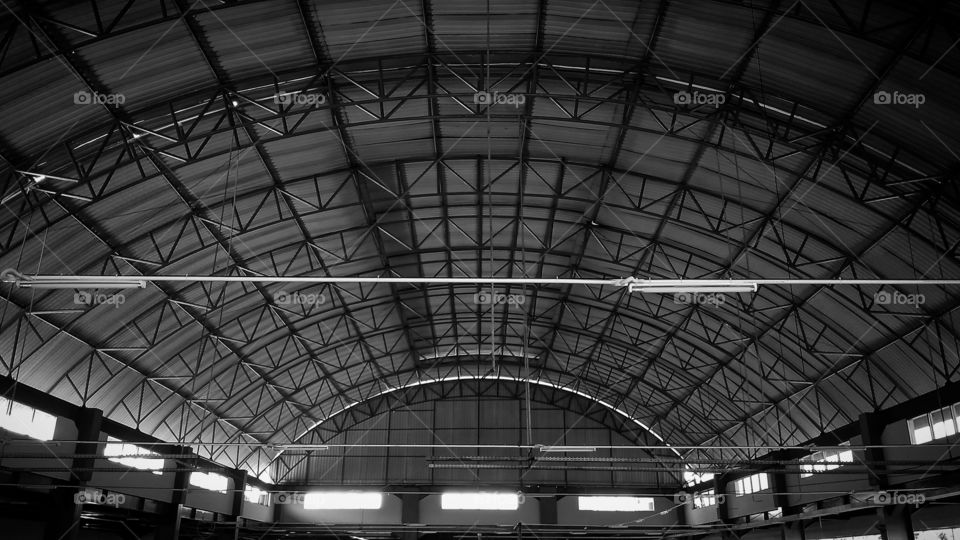 Frame from the roof of a building