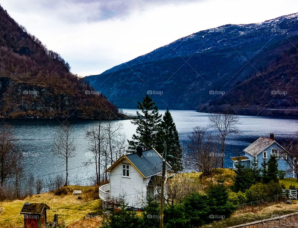 Scenic view of lake and mountain