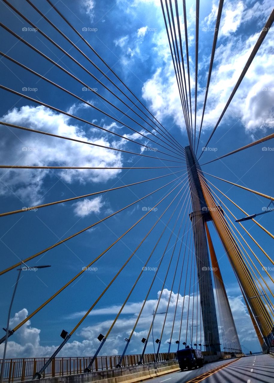 Sky is blue in bridge.