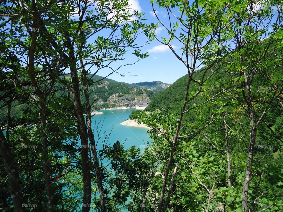 Sight of the lake. During my trekking I am near at a blue lake