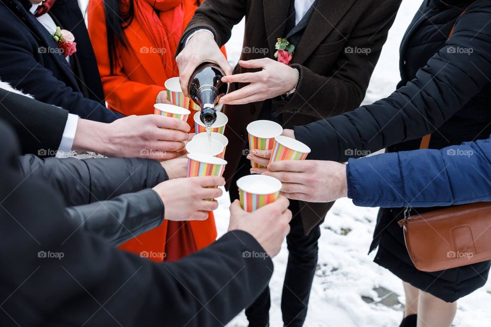 Champagne and a large company of friends