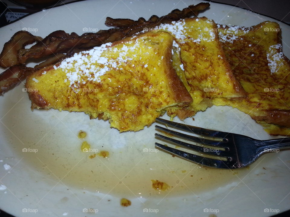 Challah French Toast &Bacon. my breakfast the other day