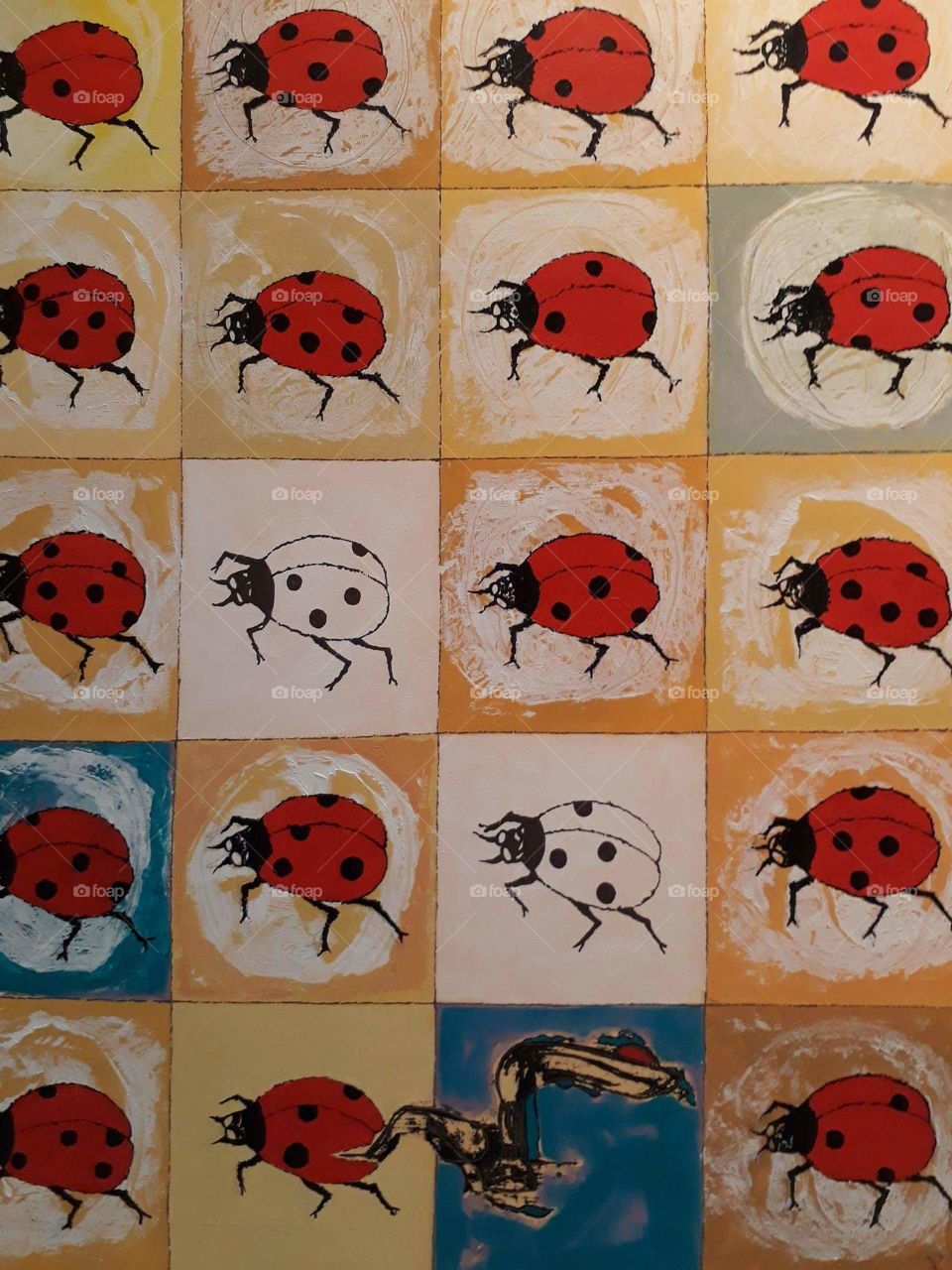 Pattern, Art, Illustration, Ladybug, Flower