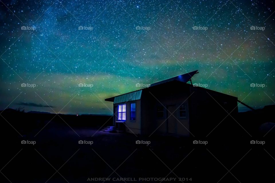 Cabin in Terlingua, Texas at night - Big Bend, TX