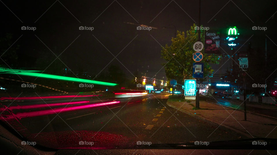 rain street with long exposure