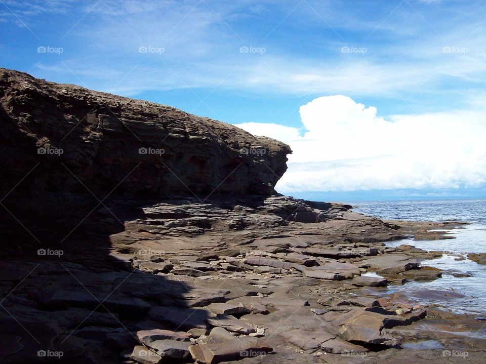 Rockes eaten by the salty water Grand Anse New Brunswick Canada 