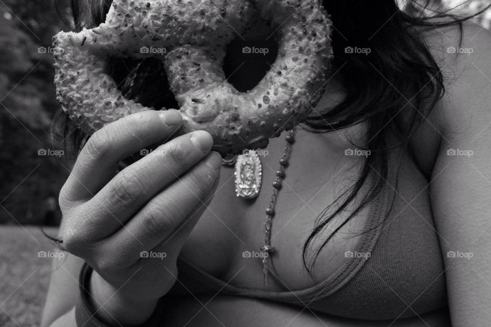 Pretzel and lady of Guadalupe 