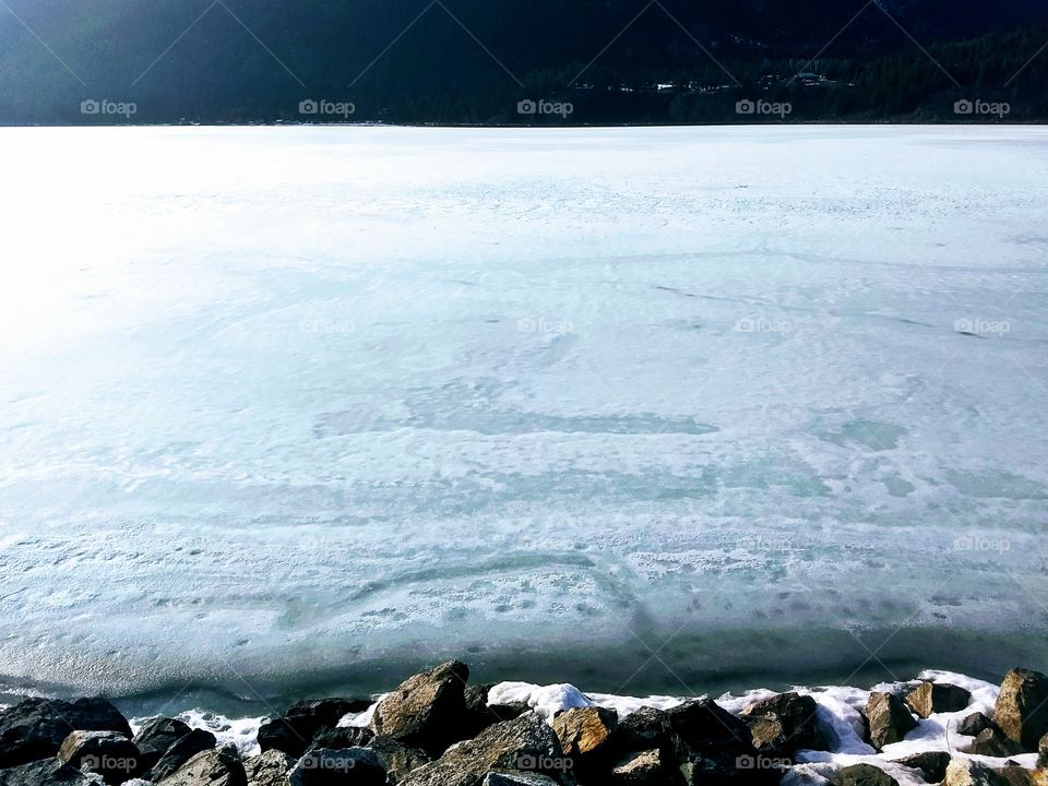 lake frozen over