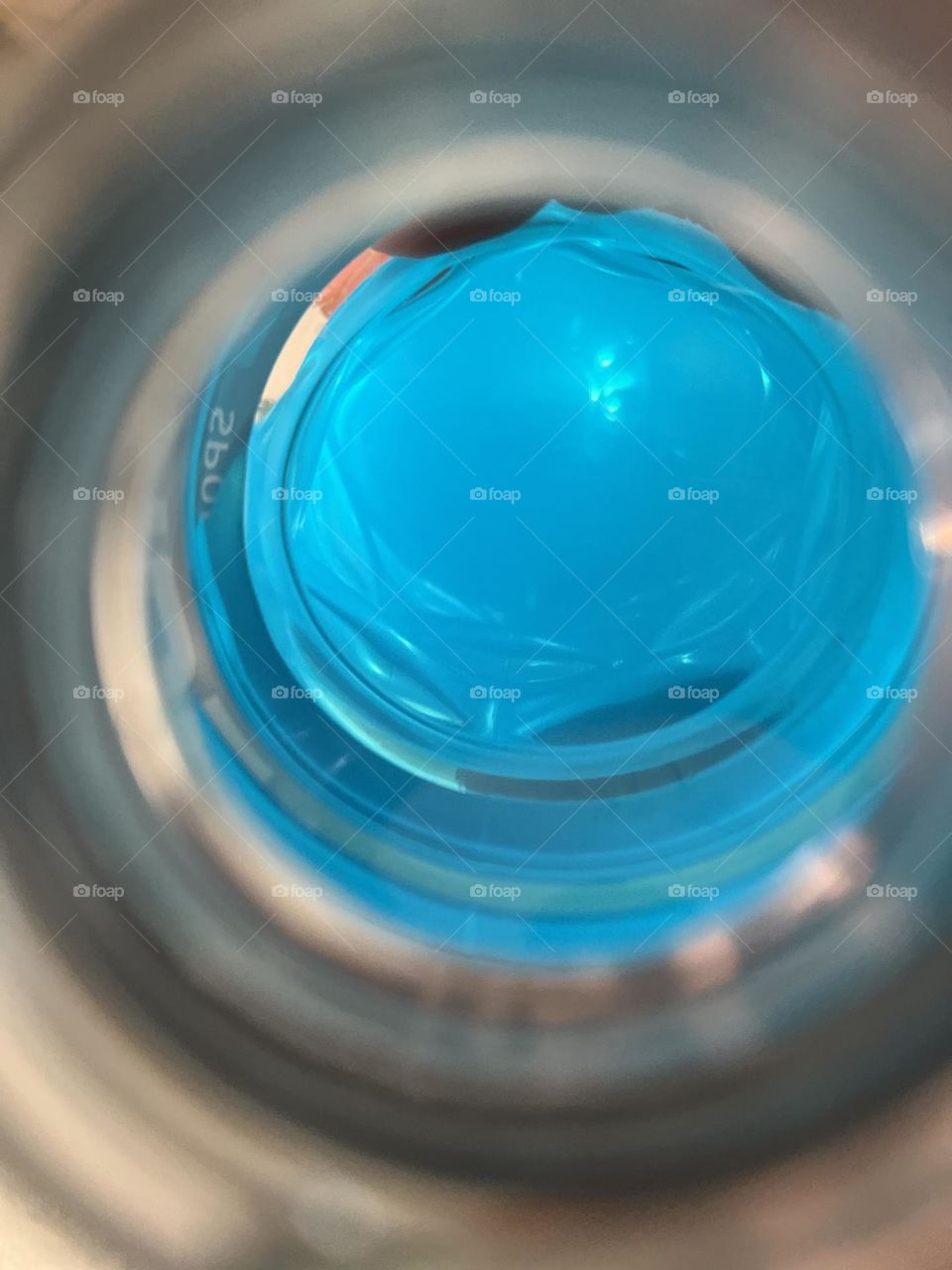 Blue Powerade view inside the bottle 