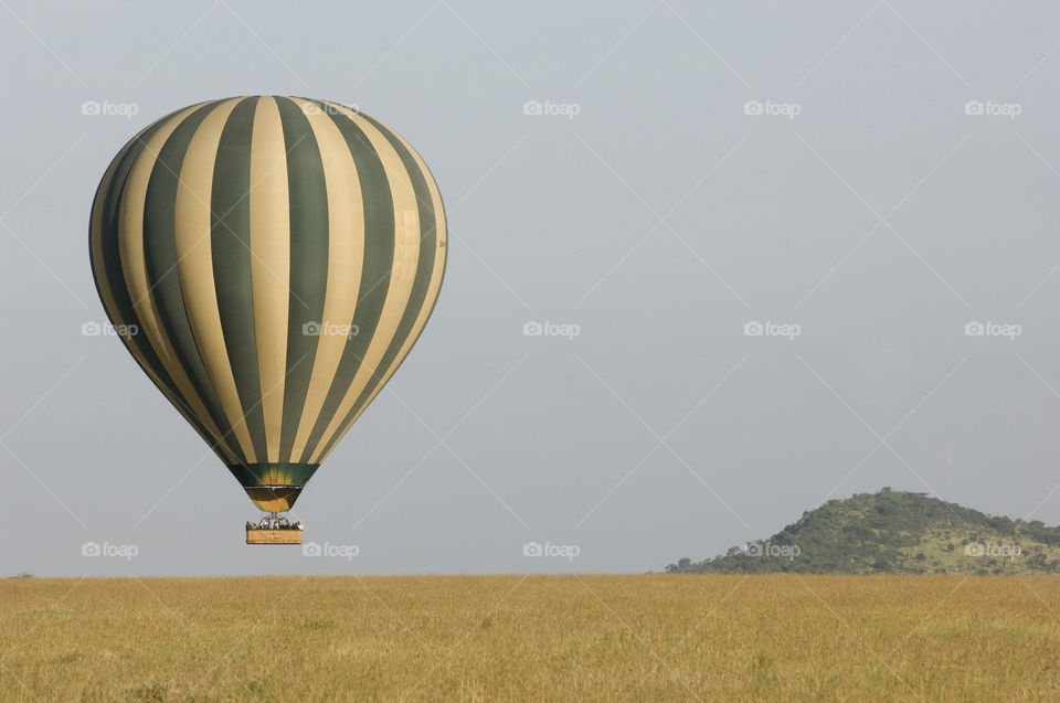 Hot-air balloon in A national park in tanzania.