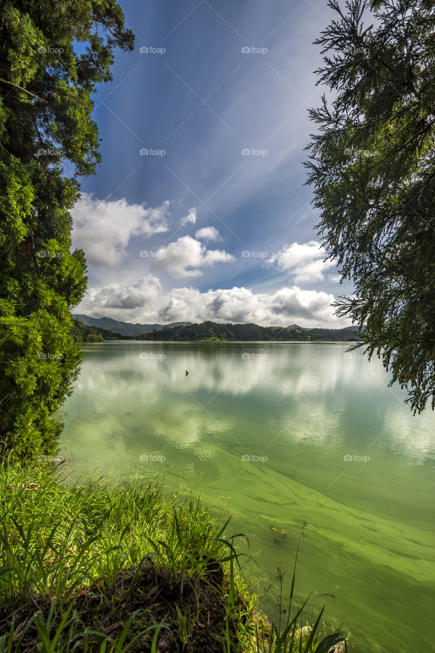 Walking around Lagoa da Furnas, Sao Miguel island, Azores, Portugal.