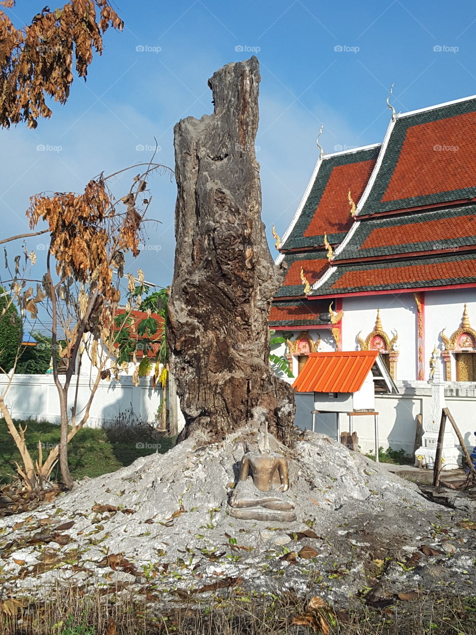 Fire burned Buddha