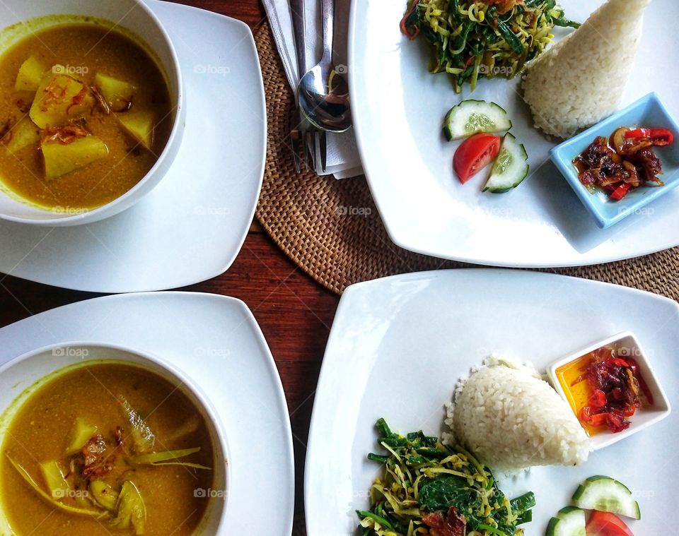 Bali, Ubud, tempe curry and Rice vegetables