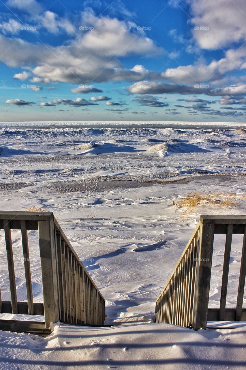 View of Frozen Lake Michigan
