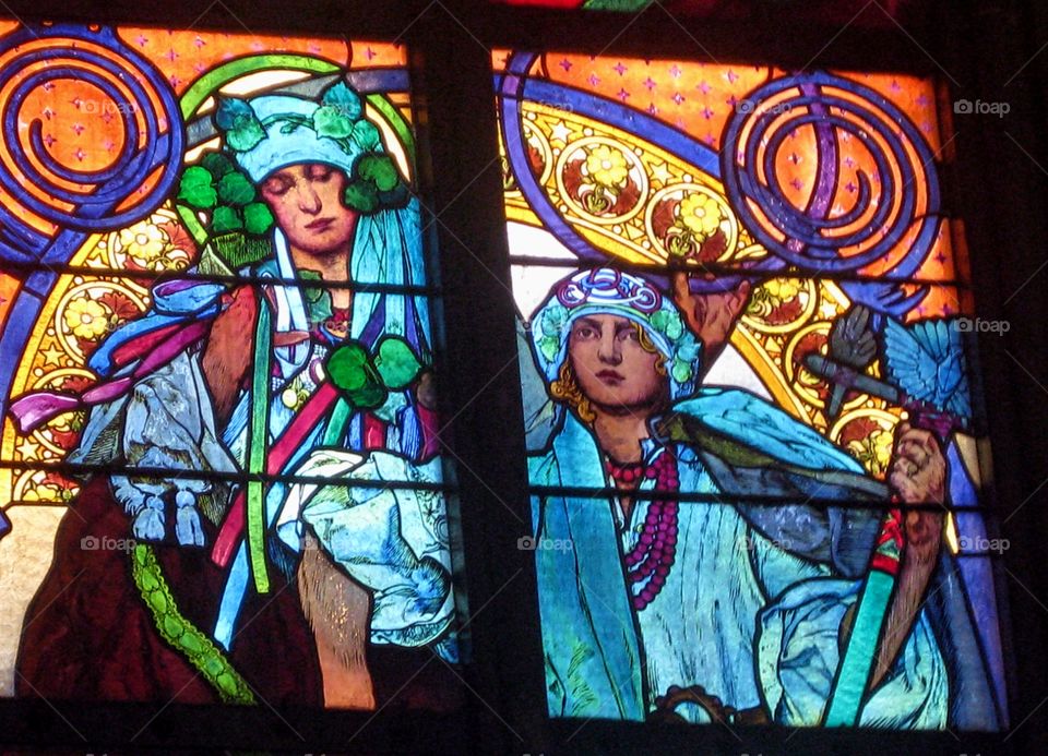 Art nouveau art deco stained window