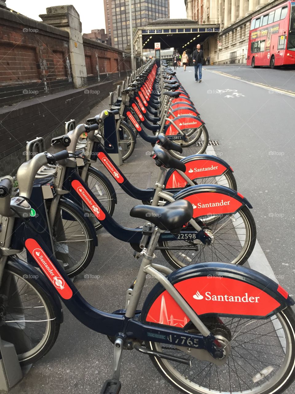 Many bicycles in London