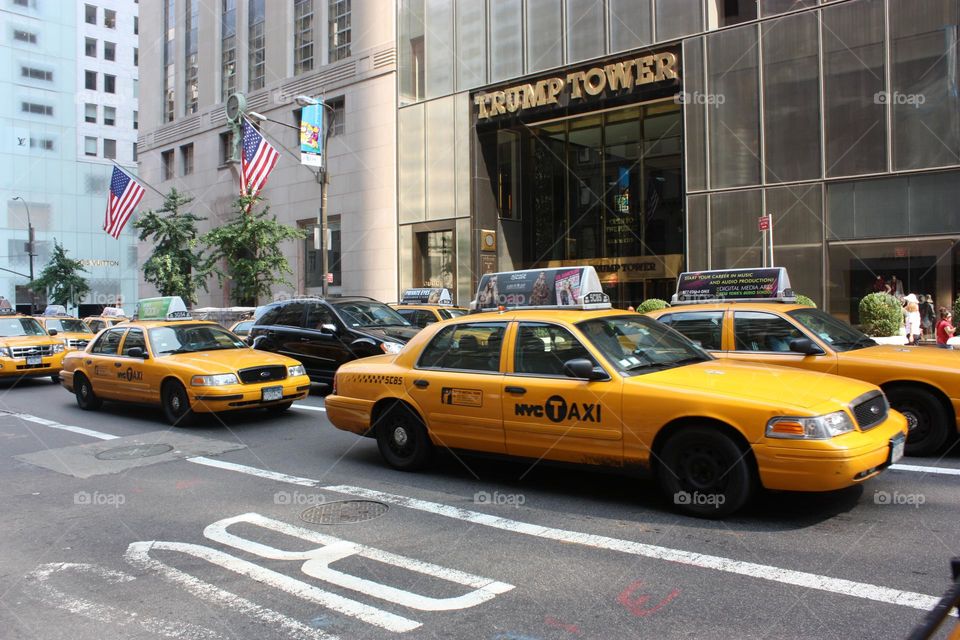 City views with yellow taxis