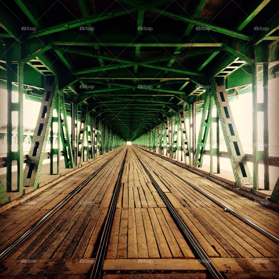 An old wooden tram bridge in Warsaw