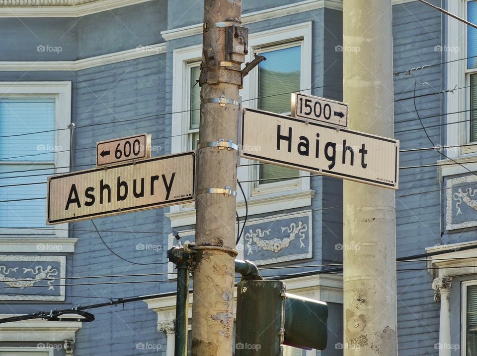 San Francisco Landmark . Street Signs At The Intersection Of Haight And Ashbury
