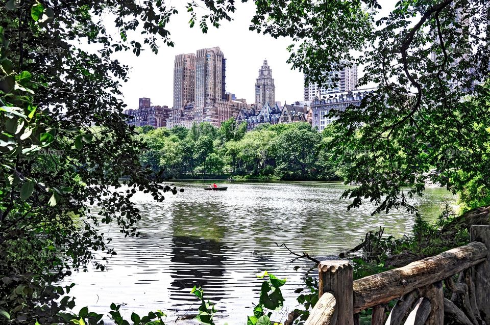 Great Lake in Central Park. Great Lake in Central Park in New York City. View of the West side and lake where tourist and locals row boats. 