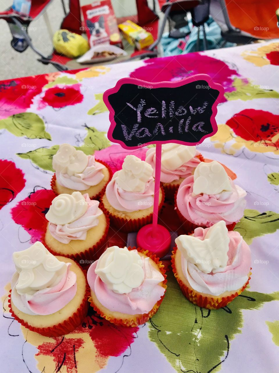 Homemade cupcakes with homemade buttercream frosting adorned with homemade chocolate molds! 
