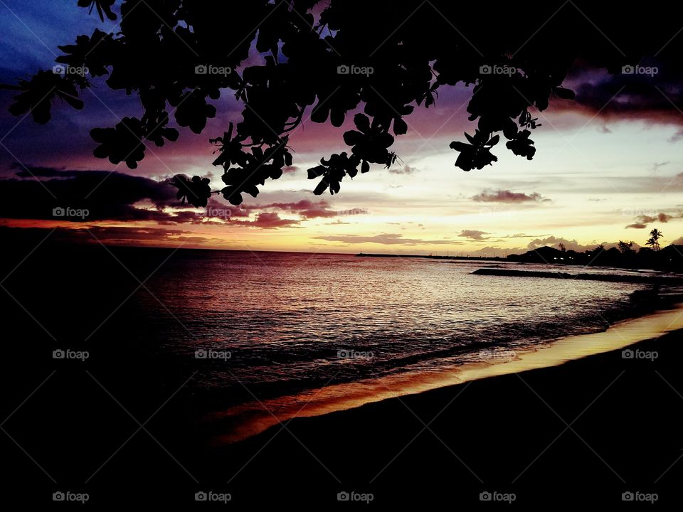 Beautiful sunset at Pokai Bay