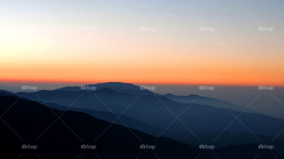 colourful orange red sunrise in the Himalayas, Himalayan mountains