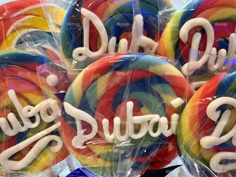 Close-up of multicolored dubai lollipops