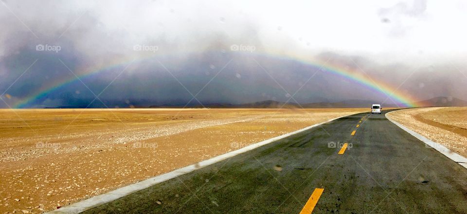 rainbow on the road