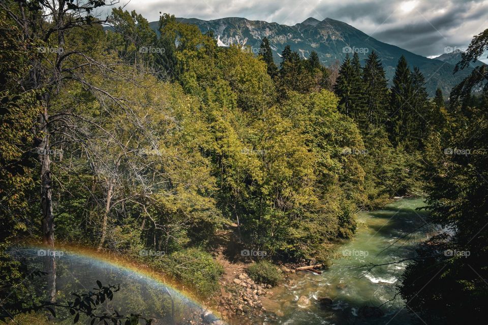 Rainbow and Forests of Vintgar Gorge, Slovenia