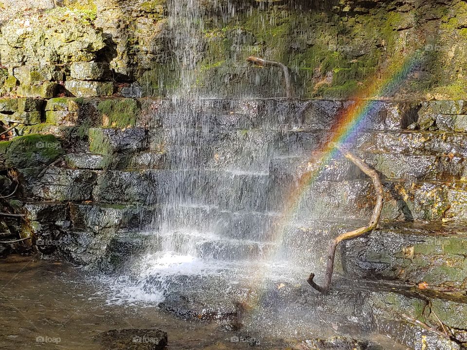 Waterfall with a rainbow