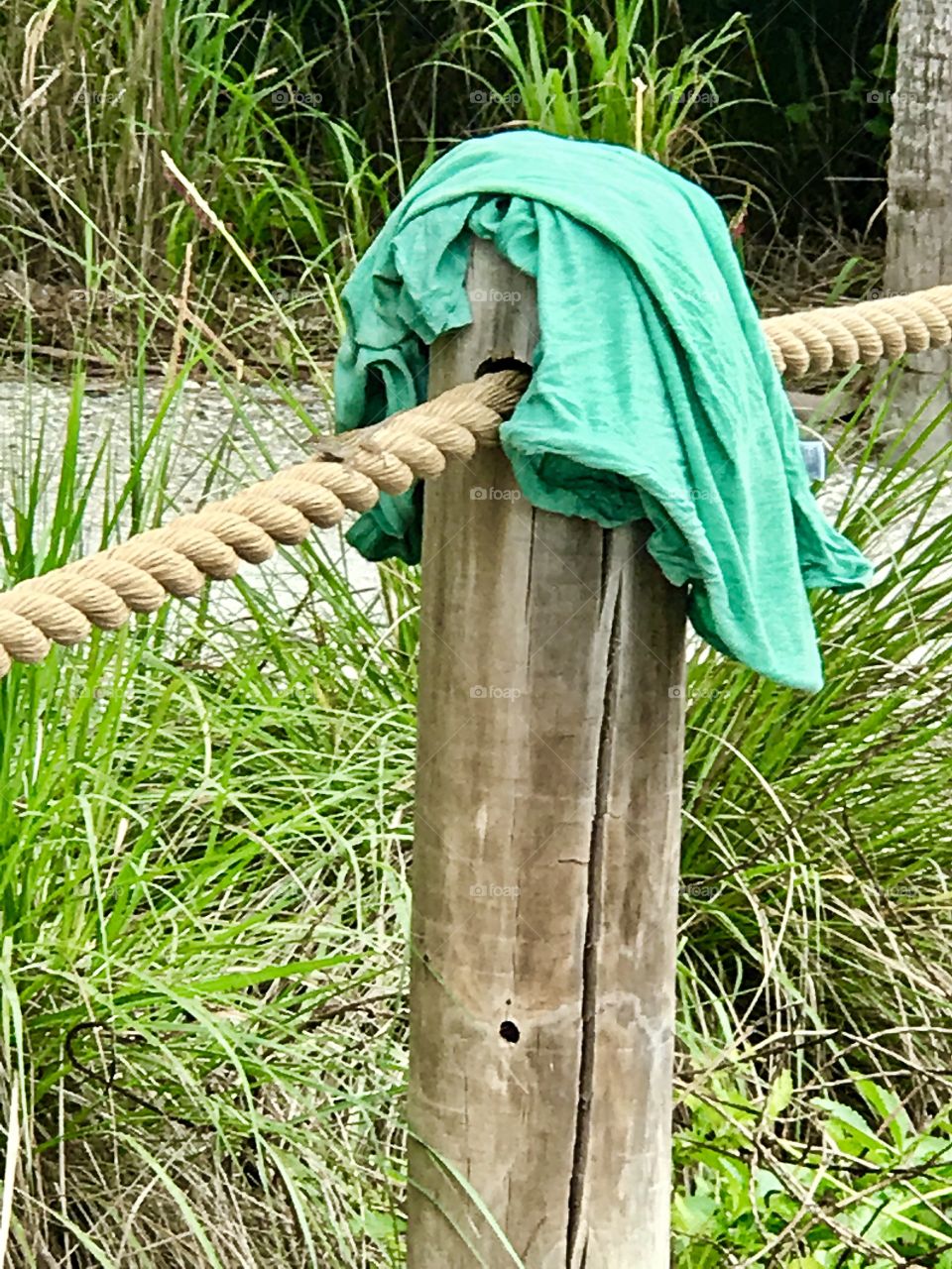 Closeup of abandoned green shirt 