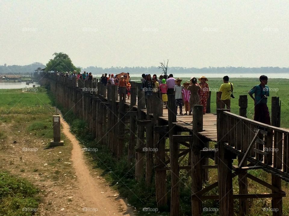 Myanmar teakwood bridge