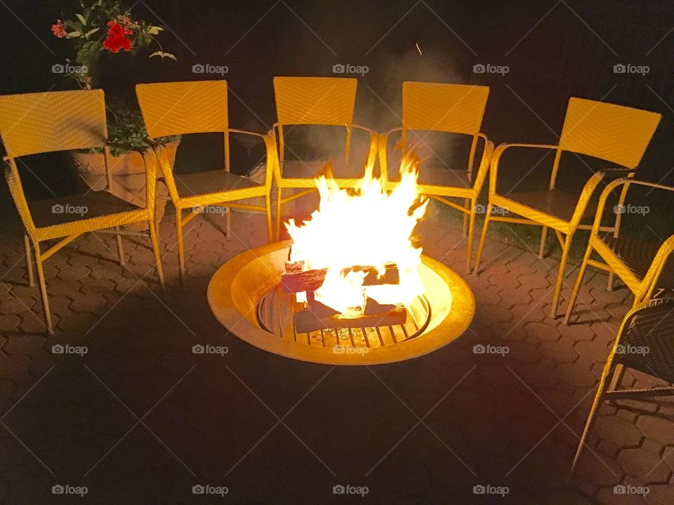 Orange flame fire pit