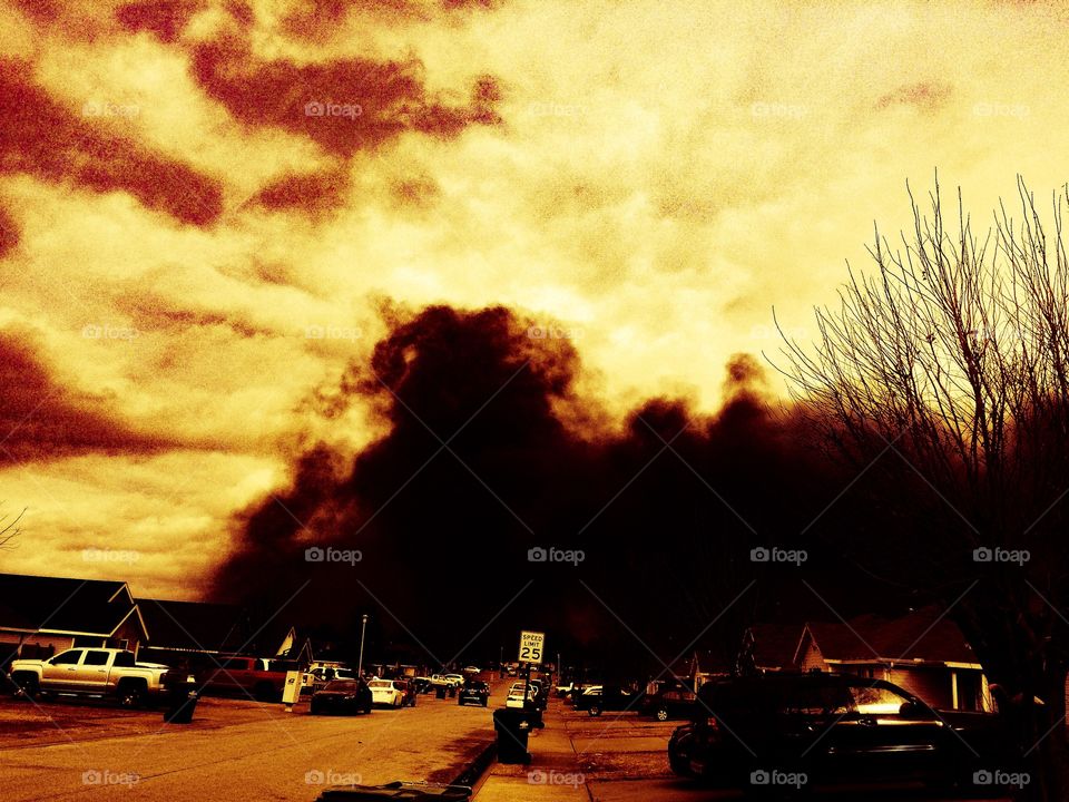 Smoke cloud in the wind